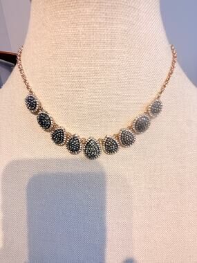 LOFT Gold Tone Black Crystal Station Necklace 14”